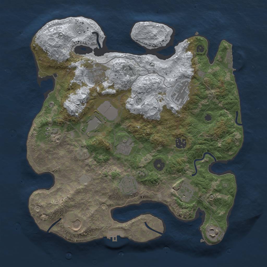Rust Map: Procedural Map, Size: 3500, Seed: 1345915617, 19 Monuments