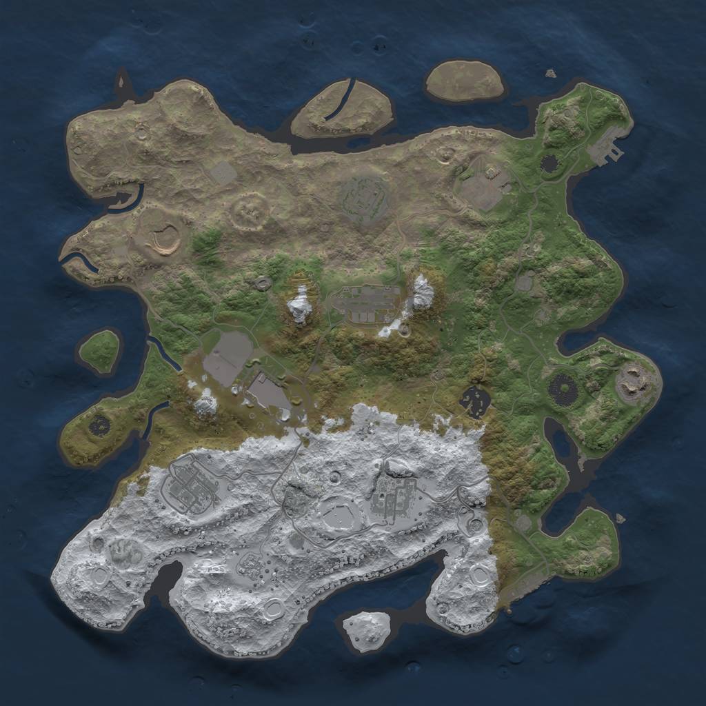 Rust Map: Procedural Map, Size: 3500, Seed: 2258, 18 Monuments