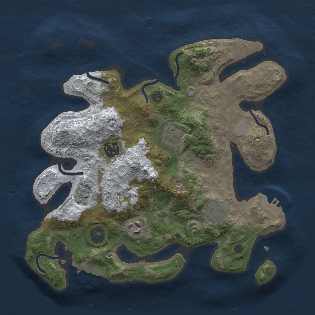 Rust Map: Procedural Map, Size: 3000, Seed: 51545, 13 Monuments