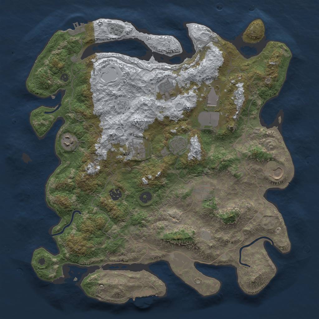 Rust Map: Procedural Map, Size: 4000, Seed: 793125386, 18 Monuments