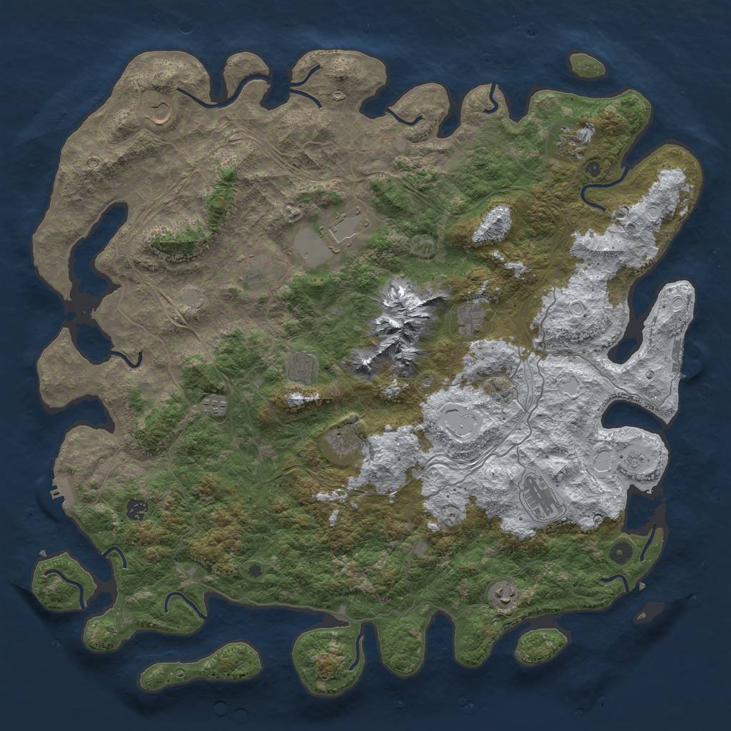 Rust Map: Procedural Map, Size: 5000, Seed: 1111982998, 20 Monuments