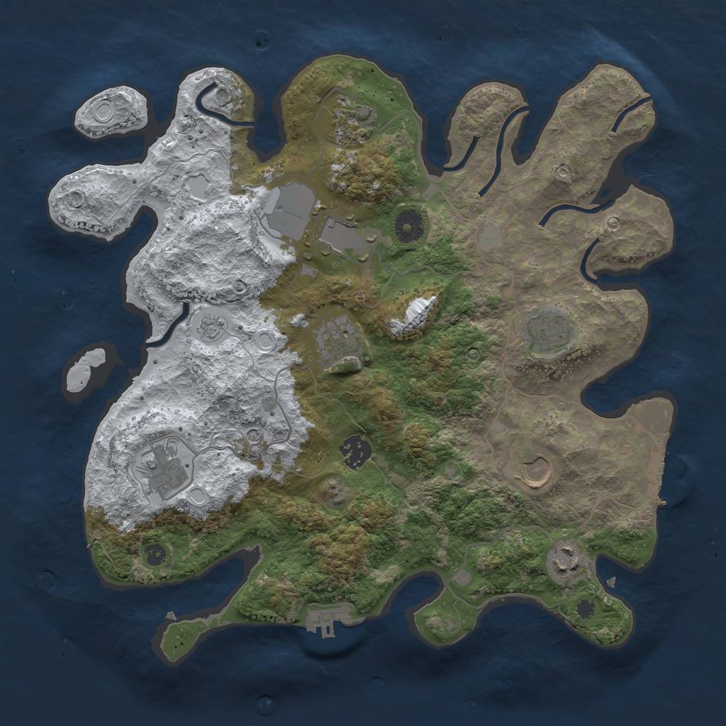 Rust Map: Procedural Map, Size: 3500, Seed: 1987890267, 17 Monuments