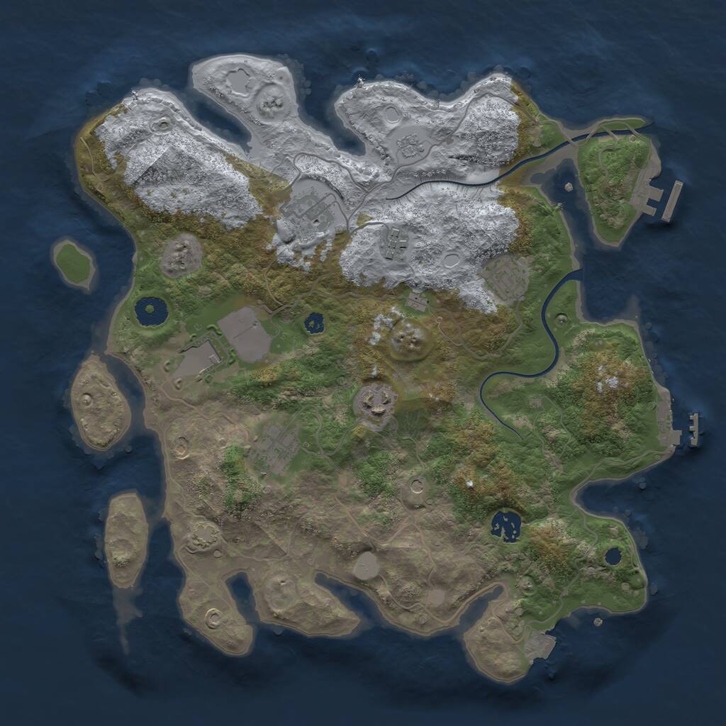 Rust Map: Procedural Map, Size: 3500, Seed: 89765, 13 Monuments