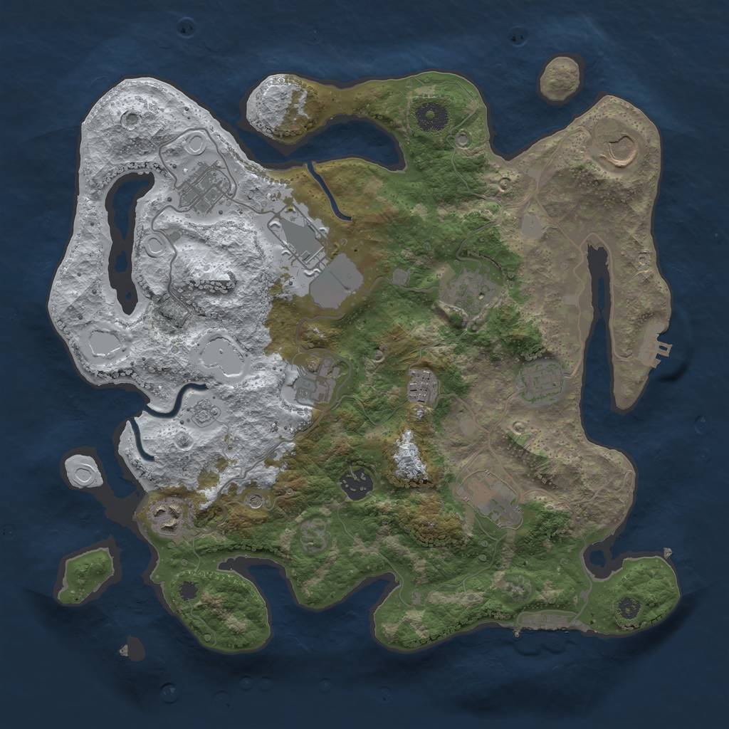 Rust Map: Procedural Map, Size: 3500, Seed: 25745, 19 Monuments