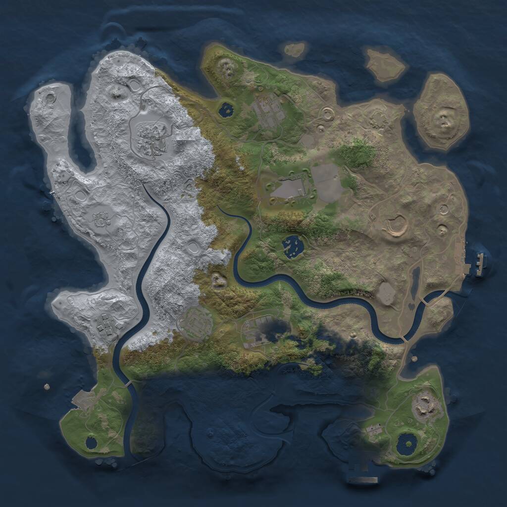 Rust Map: Procedural Map, Size: 3500, Seed: 6724, 15 Monuments