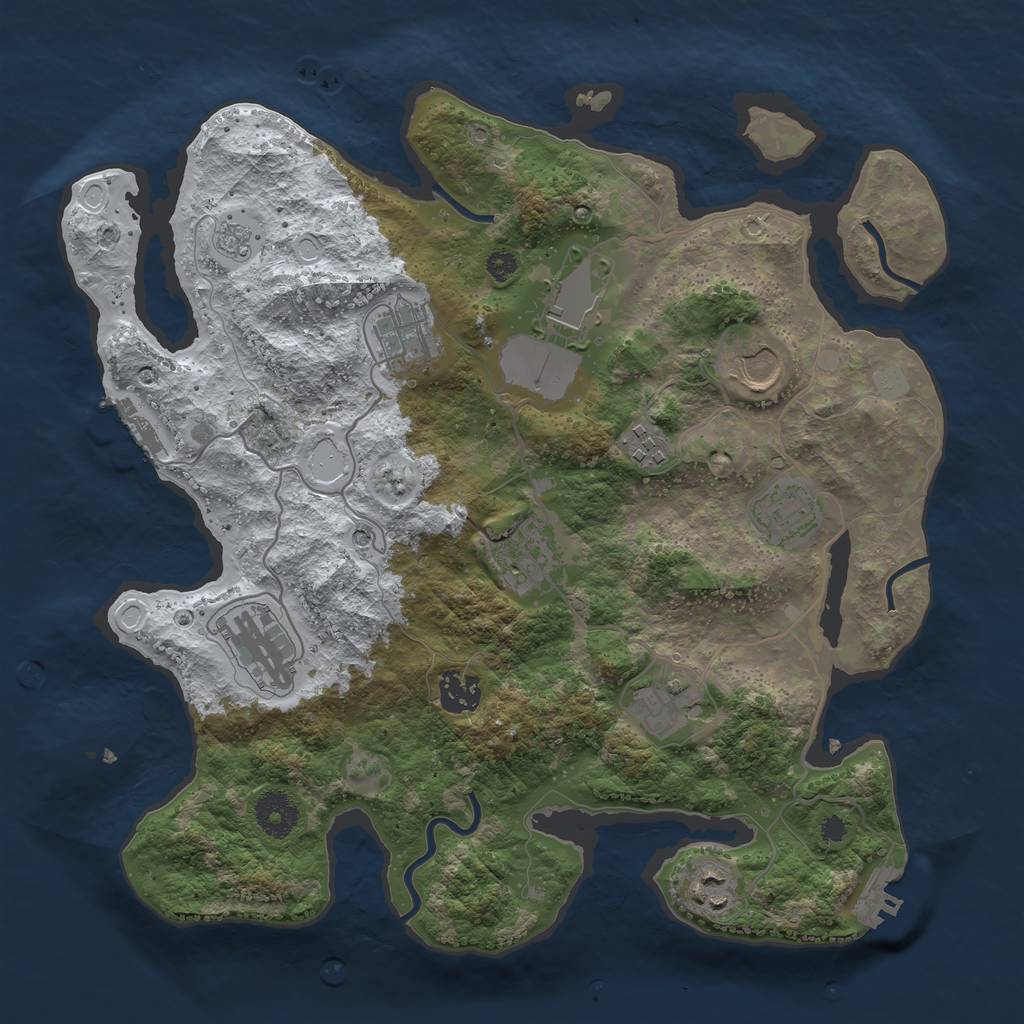 Rust Map: Procedural Map, Size: 3500, Seed: 6724, 19 Monuments