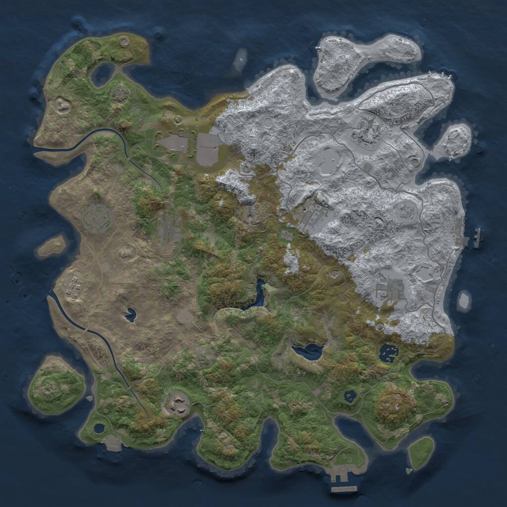 Rust Map: Procedural Map, Size: 4000, Seed: 714682, 15 Monuments