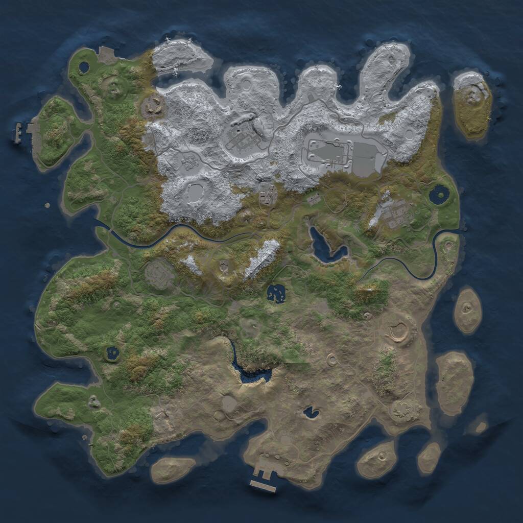 Rust Map: Procedural Map, Size: 4000, Seed: 730095382, 14 Monuments