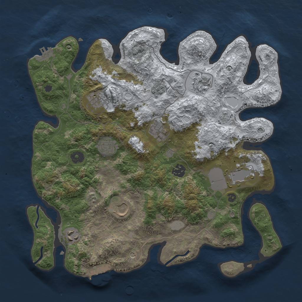 Rust Map: Procedural Map, Size: 3500, Seed: 1035665779, 18 Monuments