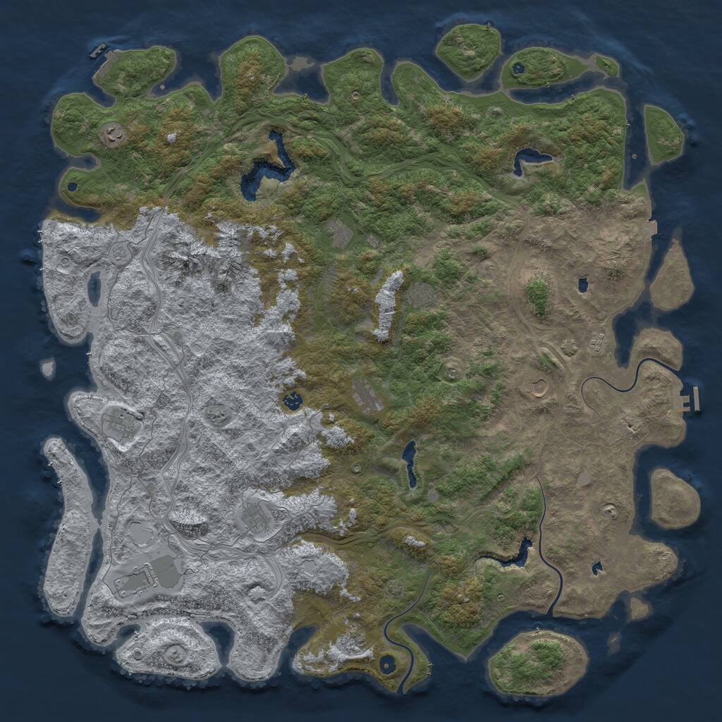 Rust Map: Procedural Map, Size: 6000, Seed: 36448746, 17 Monuments