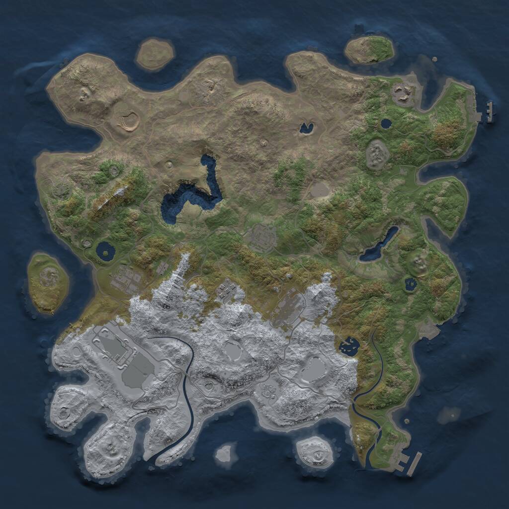 Rust Map: Procedural Map, Size: 4000, Seed: 53412437, 14 Monuments