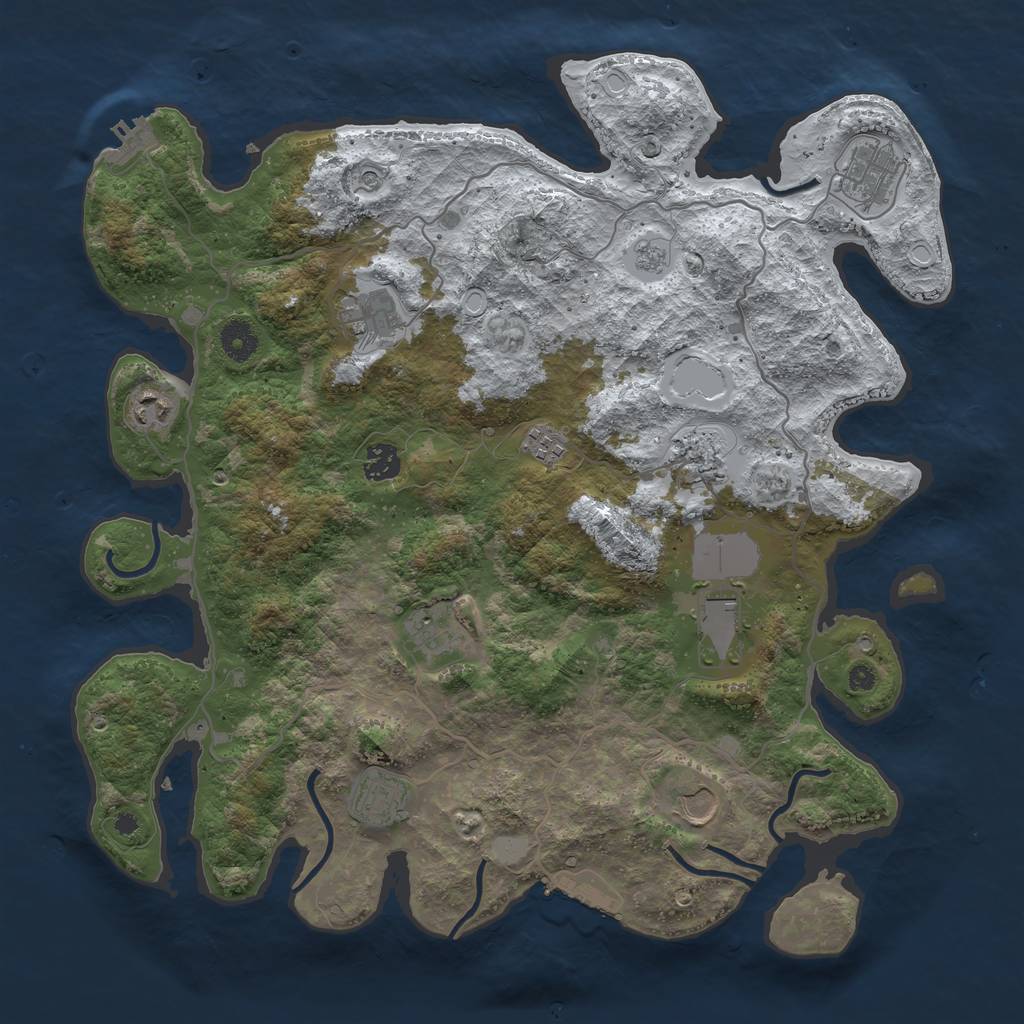 Rust Map: Procedural Map, Size: 4000, Seed: 11556963, 19 Monuments