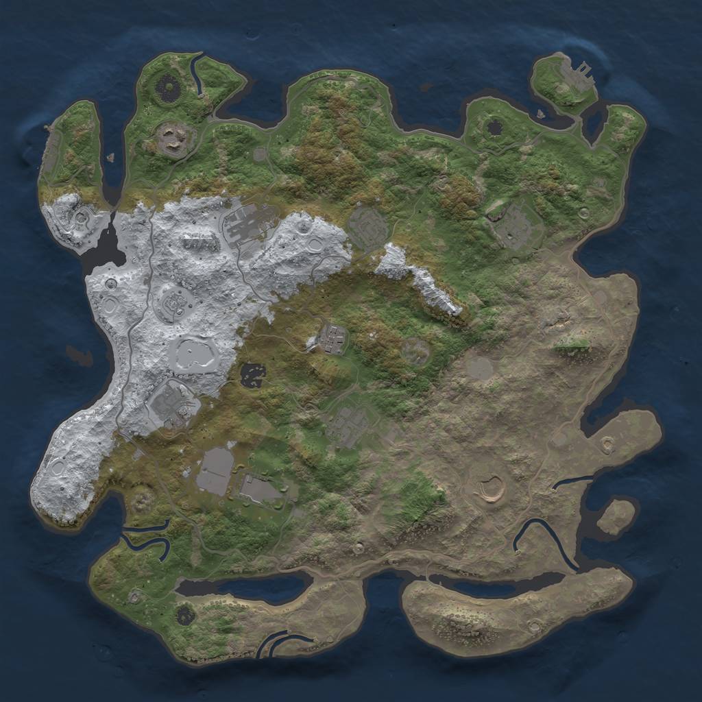 Rust Map: Procedural Map, Size: 4000, Seed: 3872, 19 Monuments