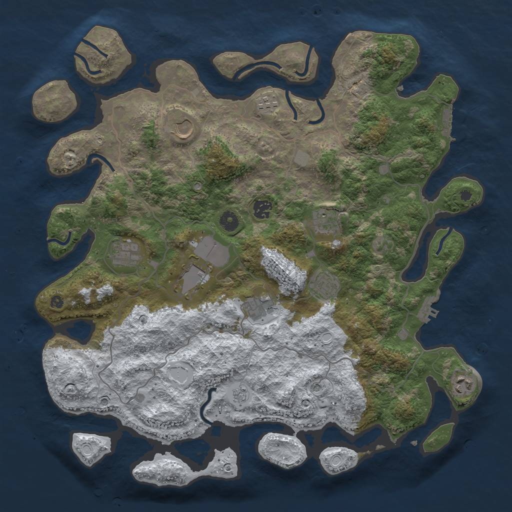 Rust Map: Procedural Map, Size: 4000, Seed: 68371428, 18 Monuments