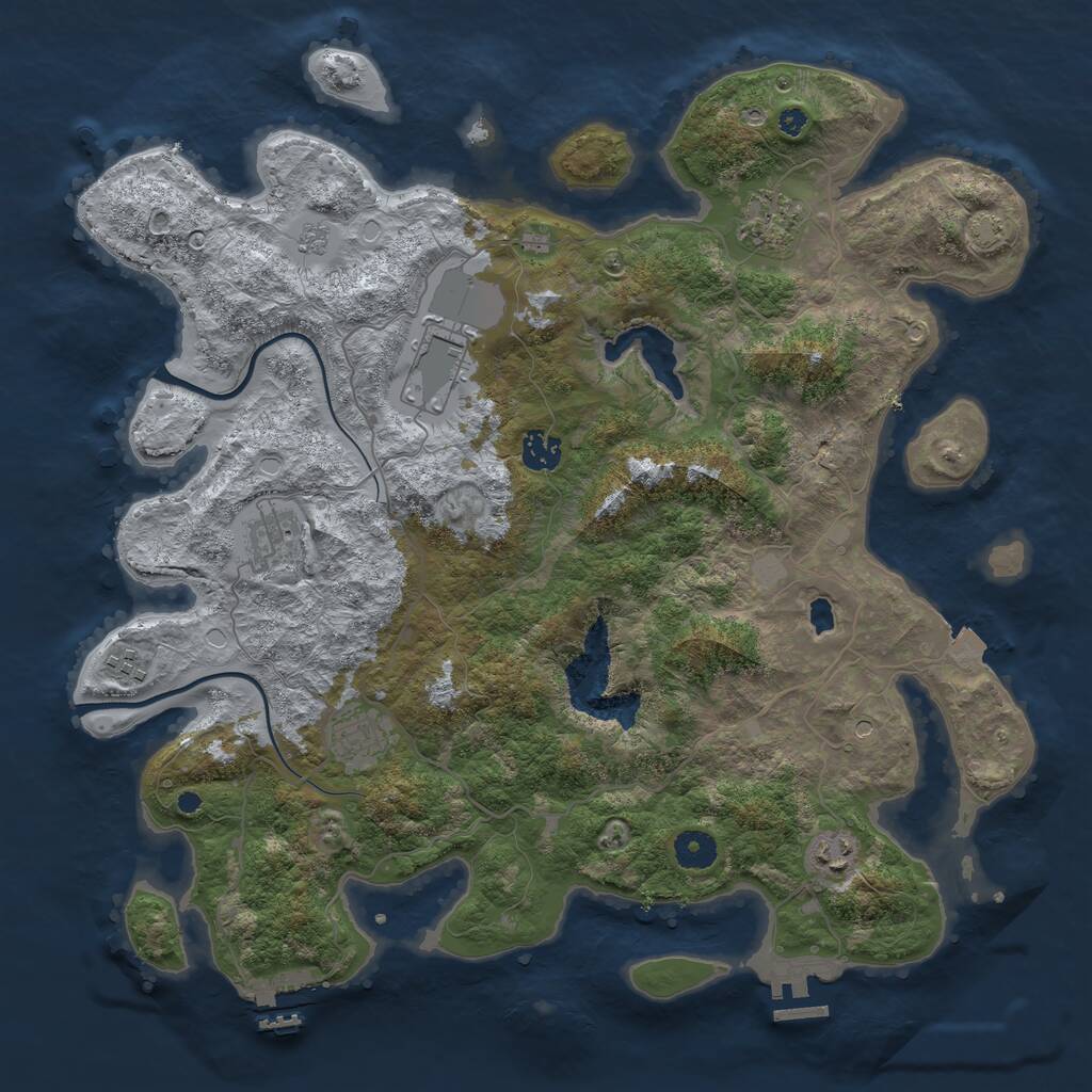 Rust Map: Procedural Map, Size: 4000, Seed: 345567, 13 Monuments