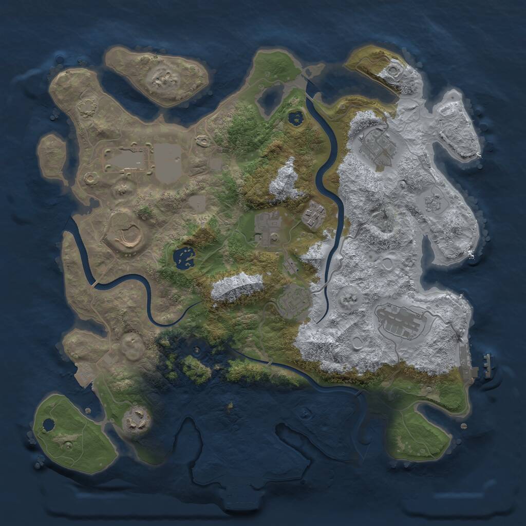 Rust Map: Procedural Map, Size: 3500, Seed: 17736, 15 Monuments