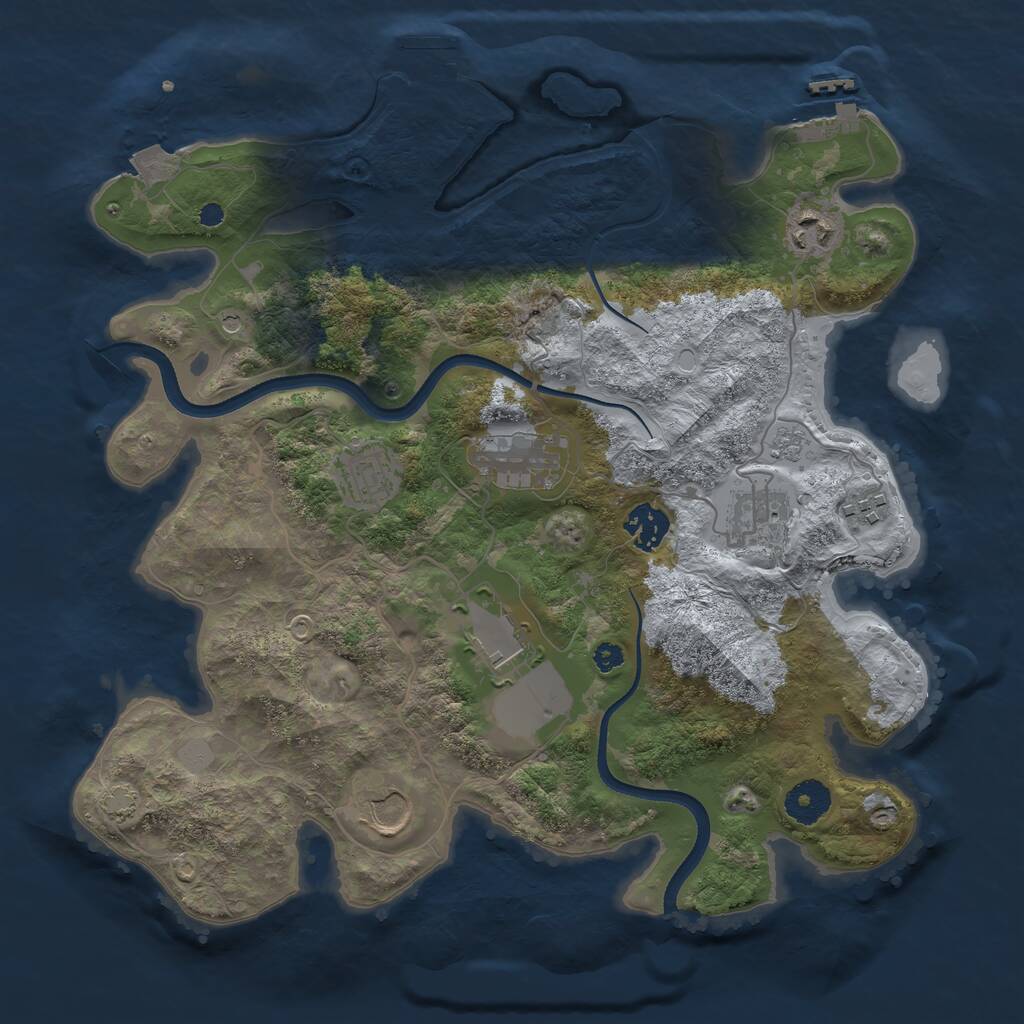 Rust Map: Procedural Map, Size: 3500, Seed: 108678245, 14 Monuments