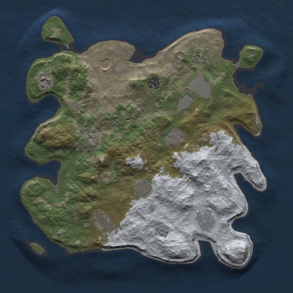 Rust Map: Barren, Size: 3500, Seed: 745095550, 13 Monuments