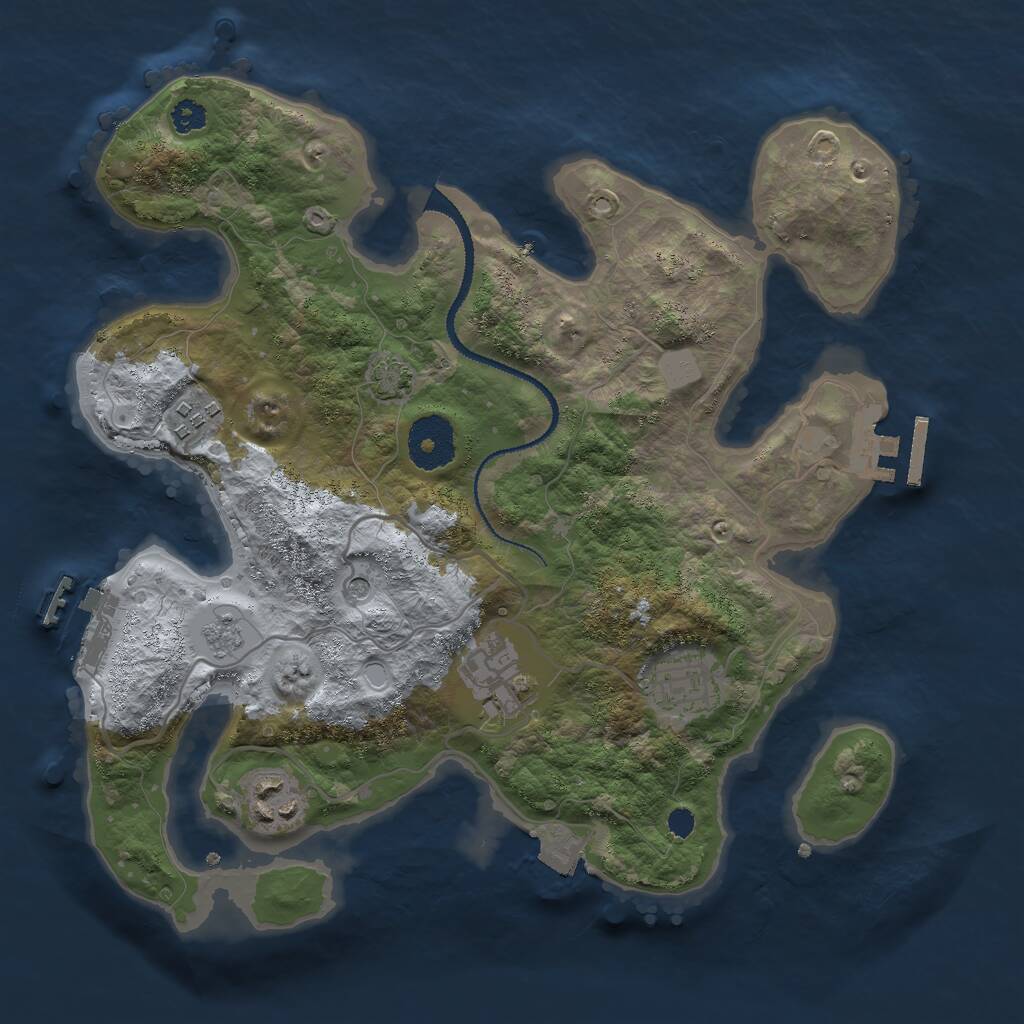Rust Map: Procedural Map, Size: 3000, Seed: 2068216809, 10 Monuments