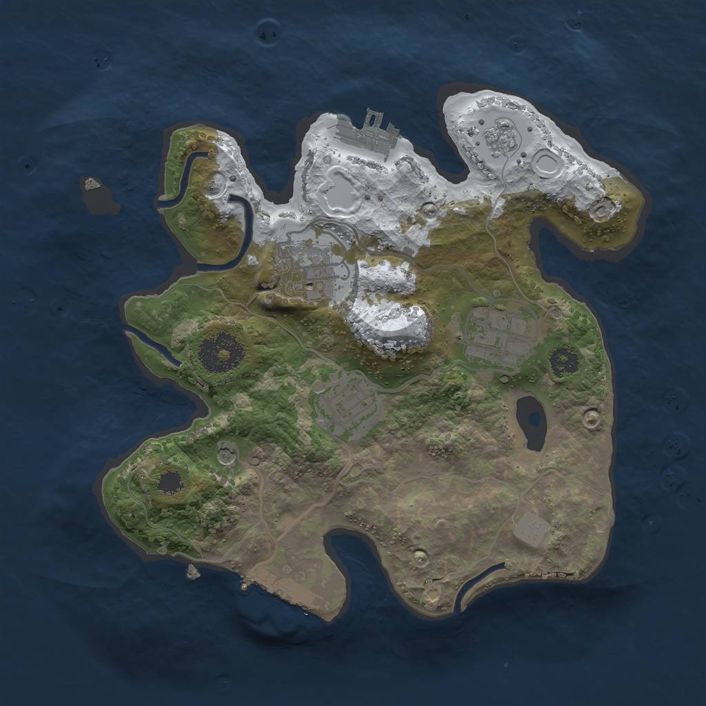 Rust Map: Procedural Map, Size: 2500, Seed: 402753191, 12 Monuments