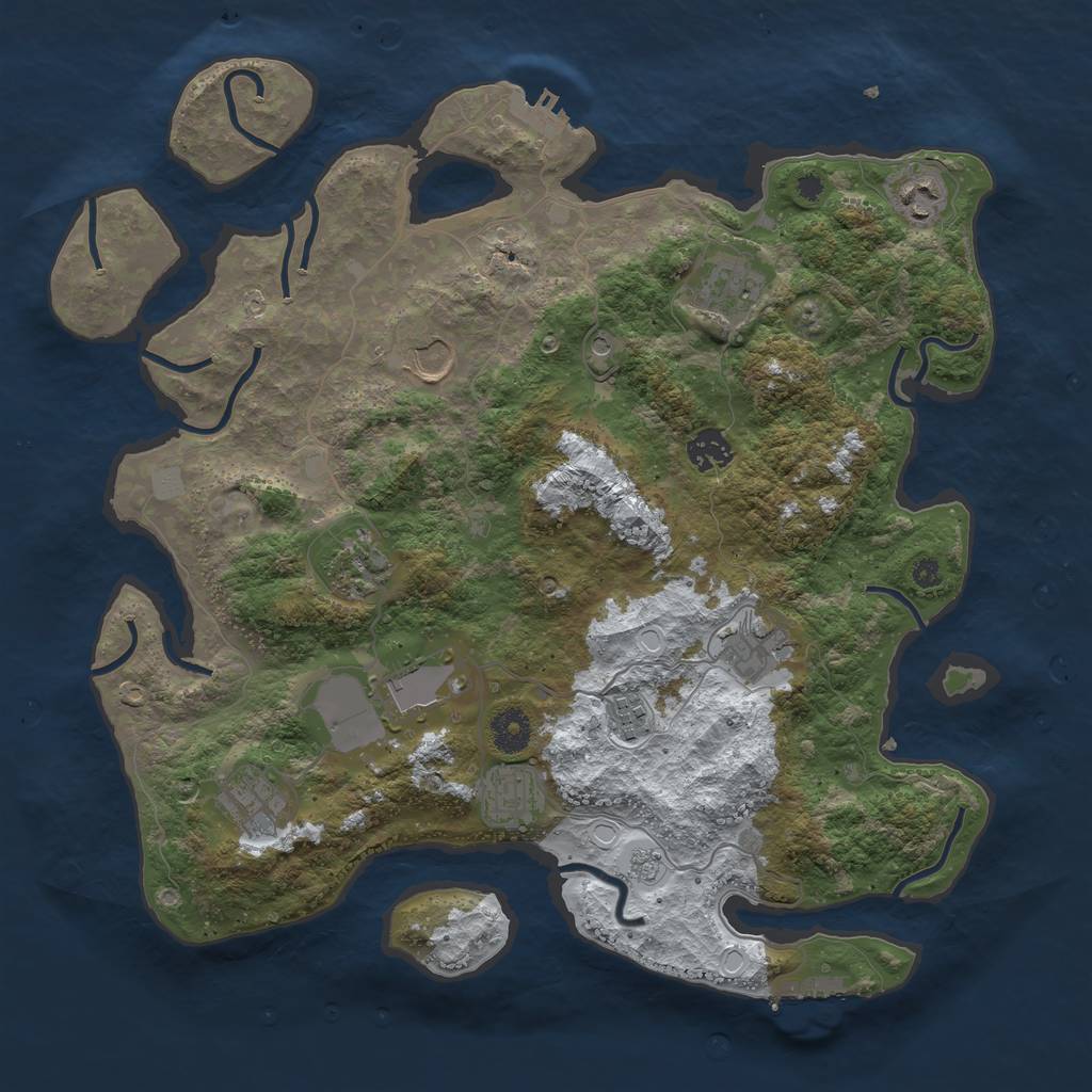 Rust Map: Procedural Map, Size: 3800, Seed: 1879008140, 19 Monuments
