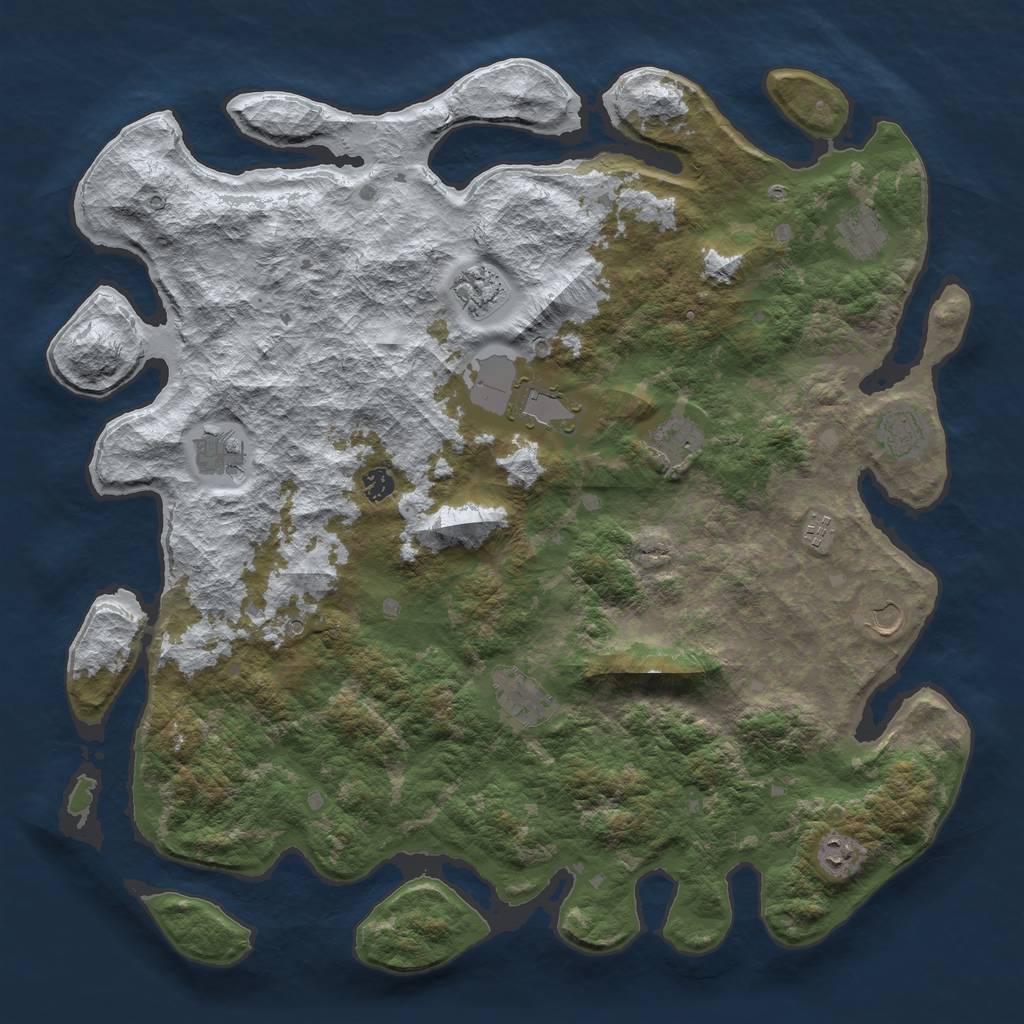 Rust Map: Barren, Size: 4800, Seed: 54332213, 14 Monuments