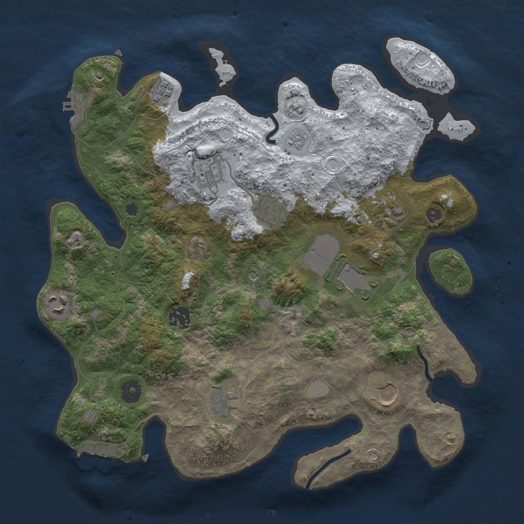 Rust Map: Procedural Map, Size: 3500, Seed: 1297717231, 18 Monuments