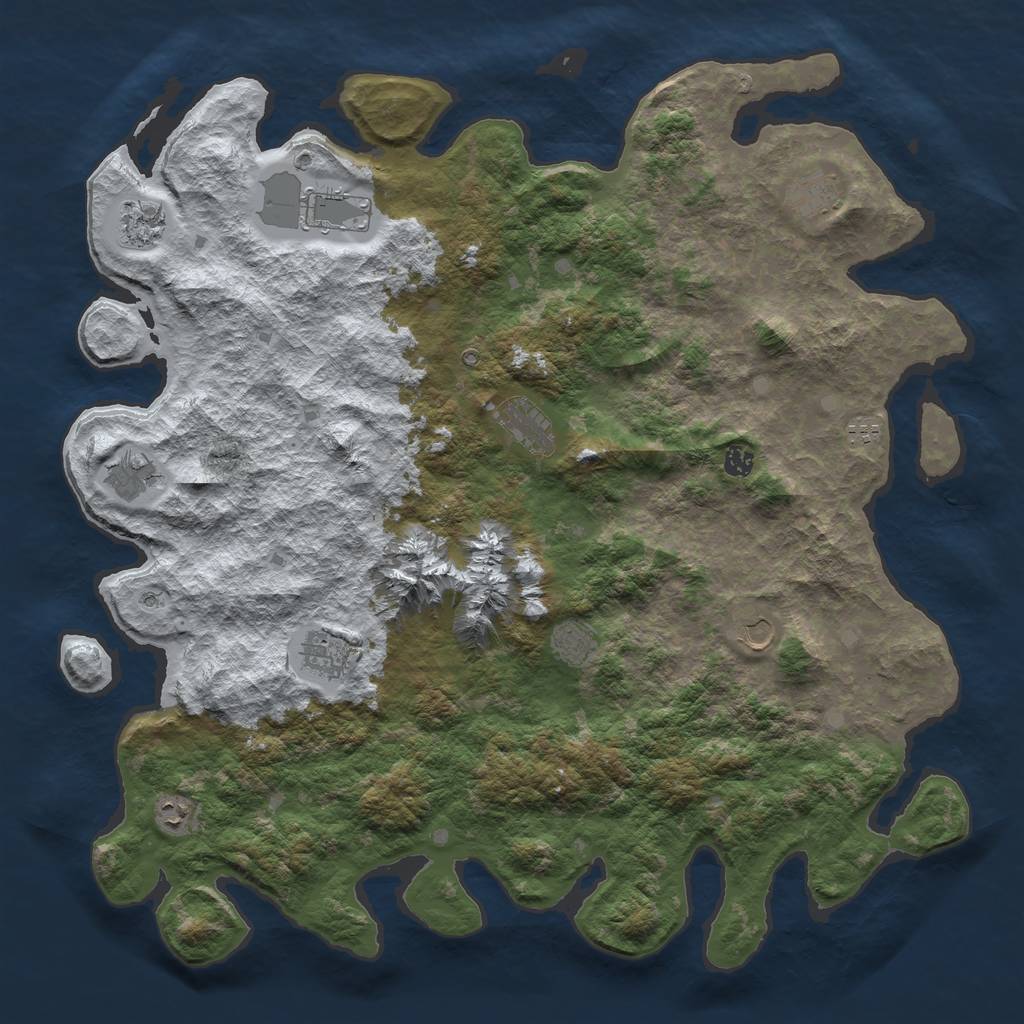 Rust Map: Barren, Size: 5000, Seed: 853485424, 14 Monuments