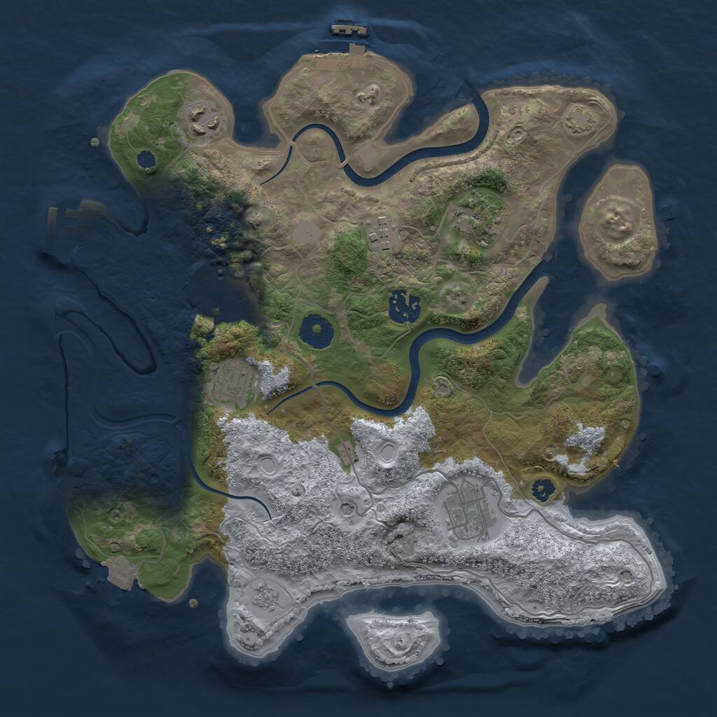 Rust Map: Procedural Map, Size: 3200, Seed: 467714, 13 Monuments