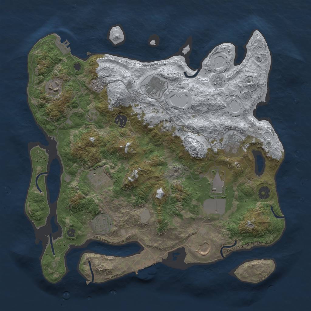 Rust Map: Procedural Map, Size: 3700, Seed: 1364536843, 18 Monuments