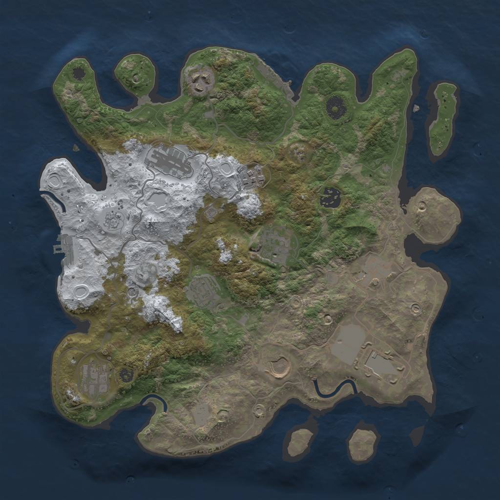 Rust Map: Procedural Map, Size: 3500, Seed: 950910907, 19 Monuments