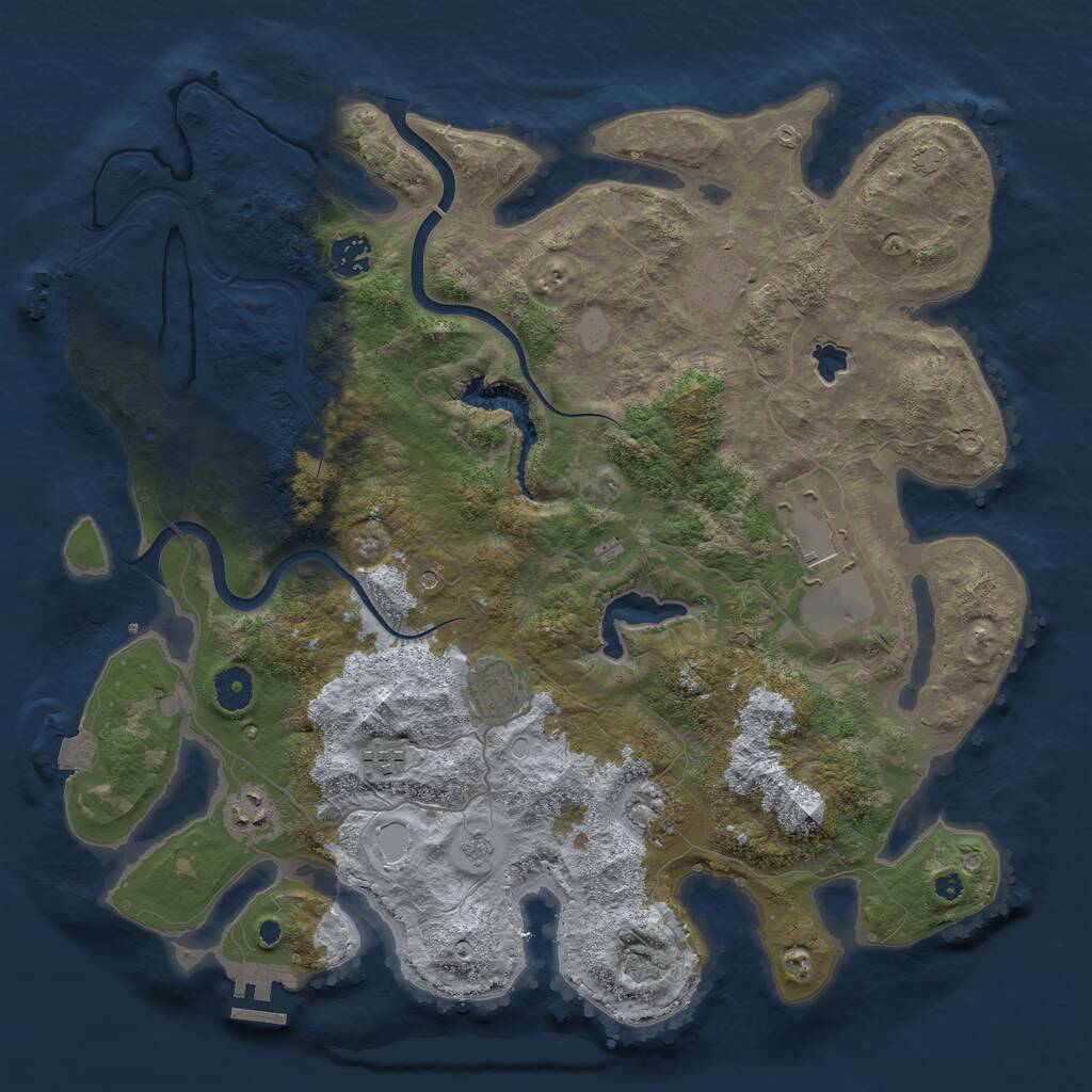 Rust Map: Procedural Map, Size: 4000, Seed: 1720971776, 13 Monuments