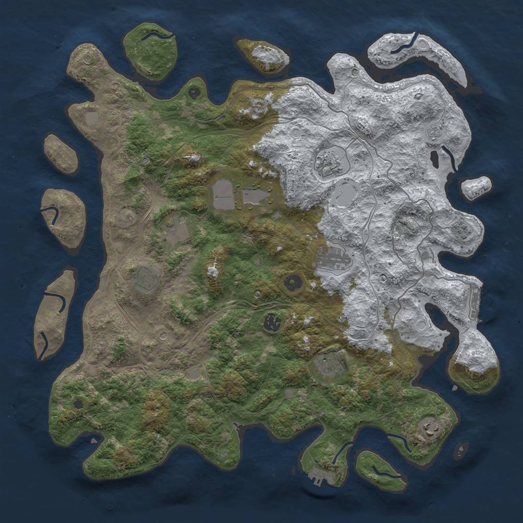 Rust Map: Procedural Map, Size: 4500, Seed: 19971217, 18 Monuments