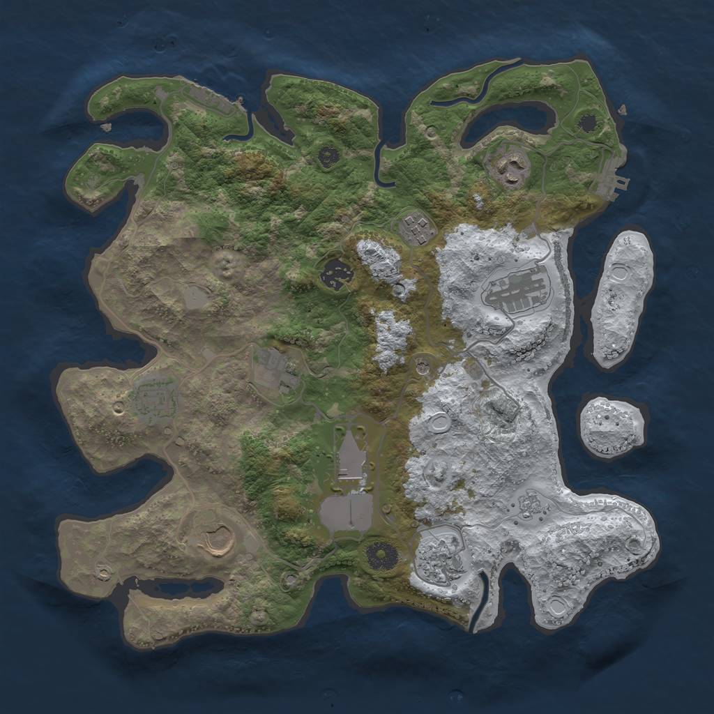 Rust Map: Procedural Map, Size: 3500, Seed: 85988533, 18 Monuments