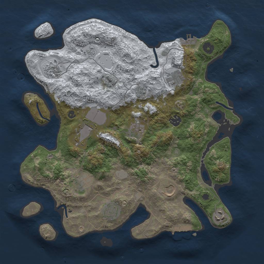 Rust Map: Procedural Map, Size: 3500, Seed: 1239852, 18 Monuments