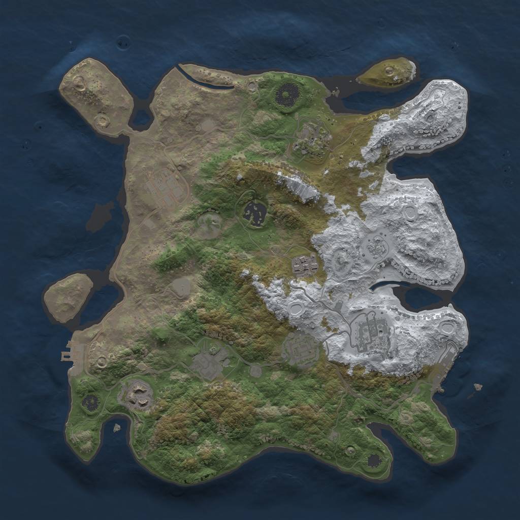 Rust Map: Procedural Map, Size: 3300, Seed: 2227, 16 Monuments