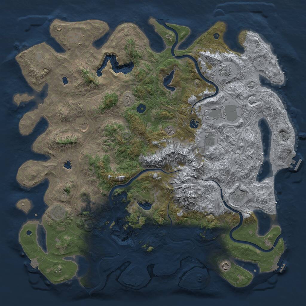 Rust Map: Procedural Map, Size: 5000, Seed: 2068810578, 17 Monuments