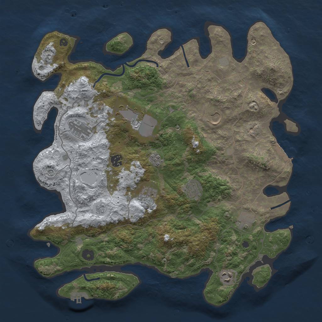 Rust Map: Procedural Map, Size: 4000, Seed: 1919810, 18 Monuments