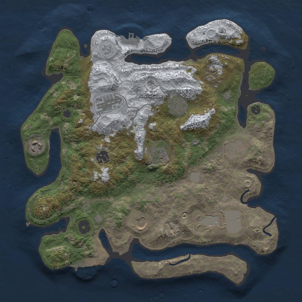 Rust Map: Procedural Map, Size: 3500, Seed: 48984925, 18 Monuments