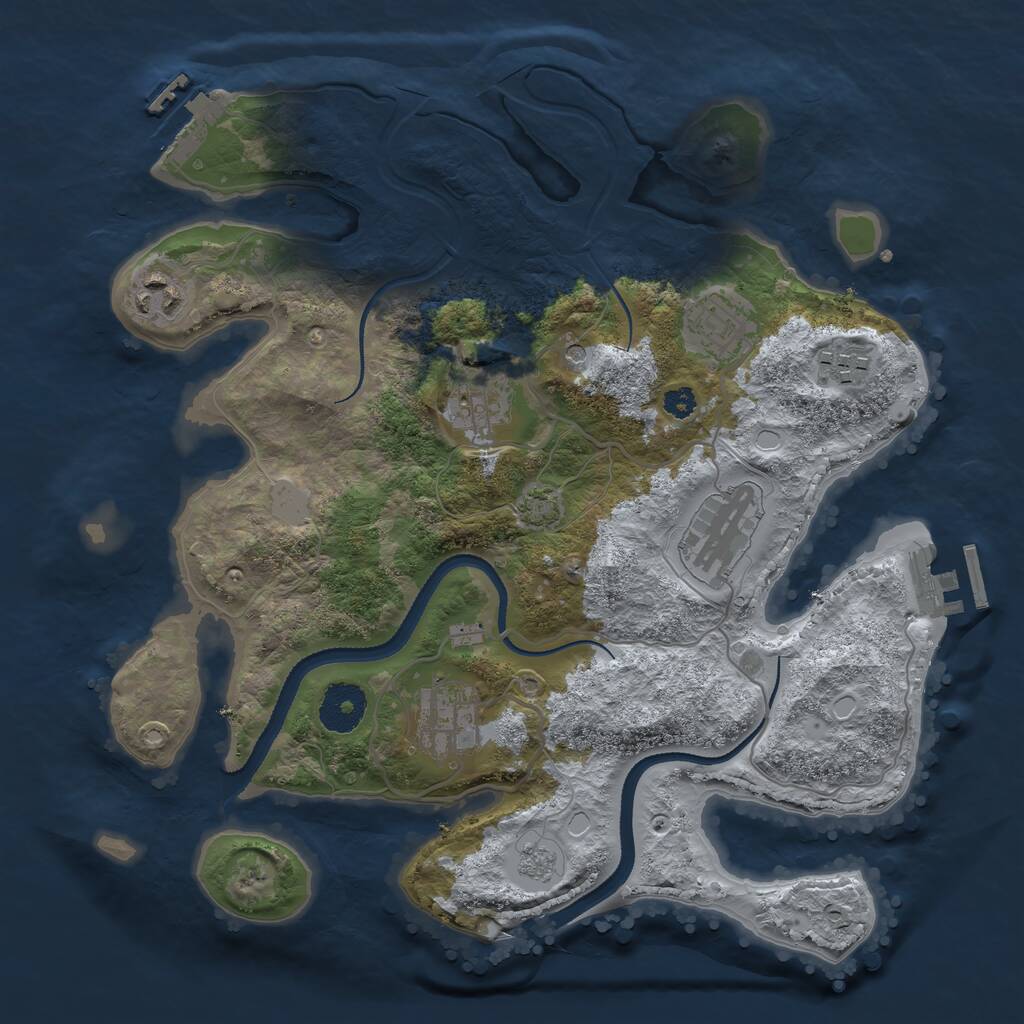 Rust Map: Procedural Map, Size: 3200, Seed: 1626919639, 12 Monuments