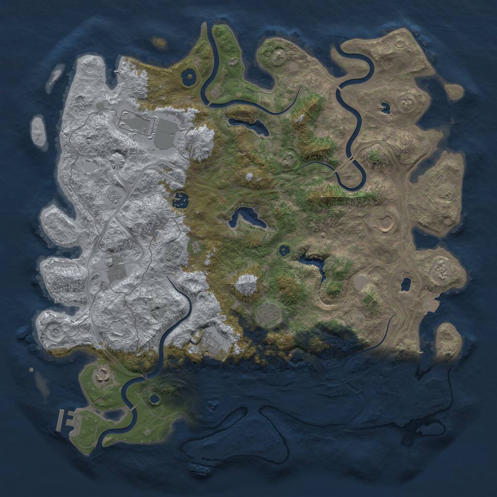 Rust Map: Procedural Map, Size: 4500, Seed: 973718446, 14 Monuments