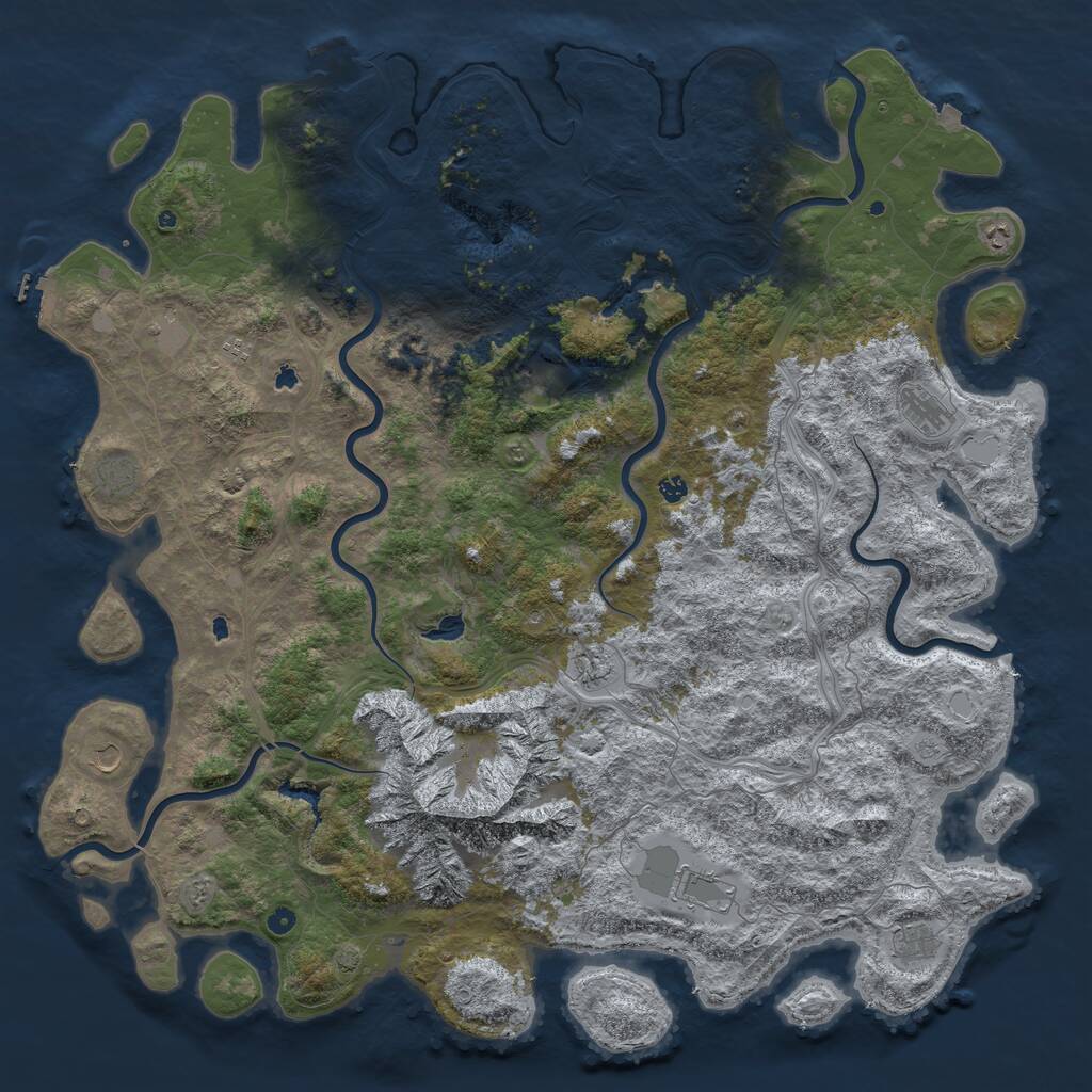 Rust Map: Procedural Map, Size: 6000, Seed: 821208316, 17 Monuments