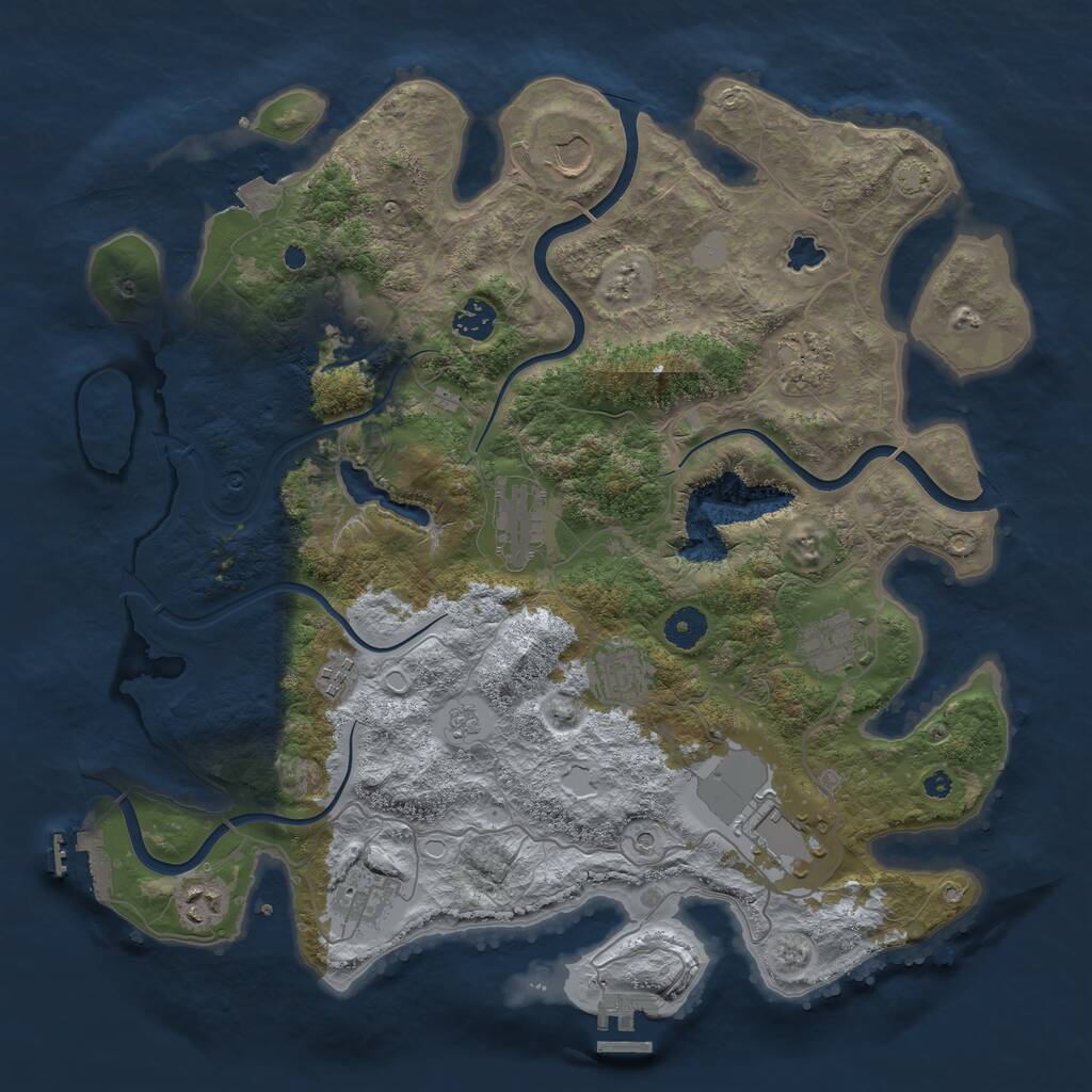 Rust Map: Procedural Map, Size: 4000, Seed: 216102, 17 Monuments