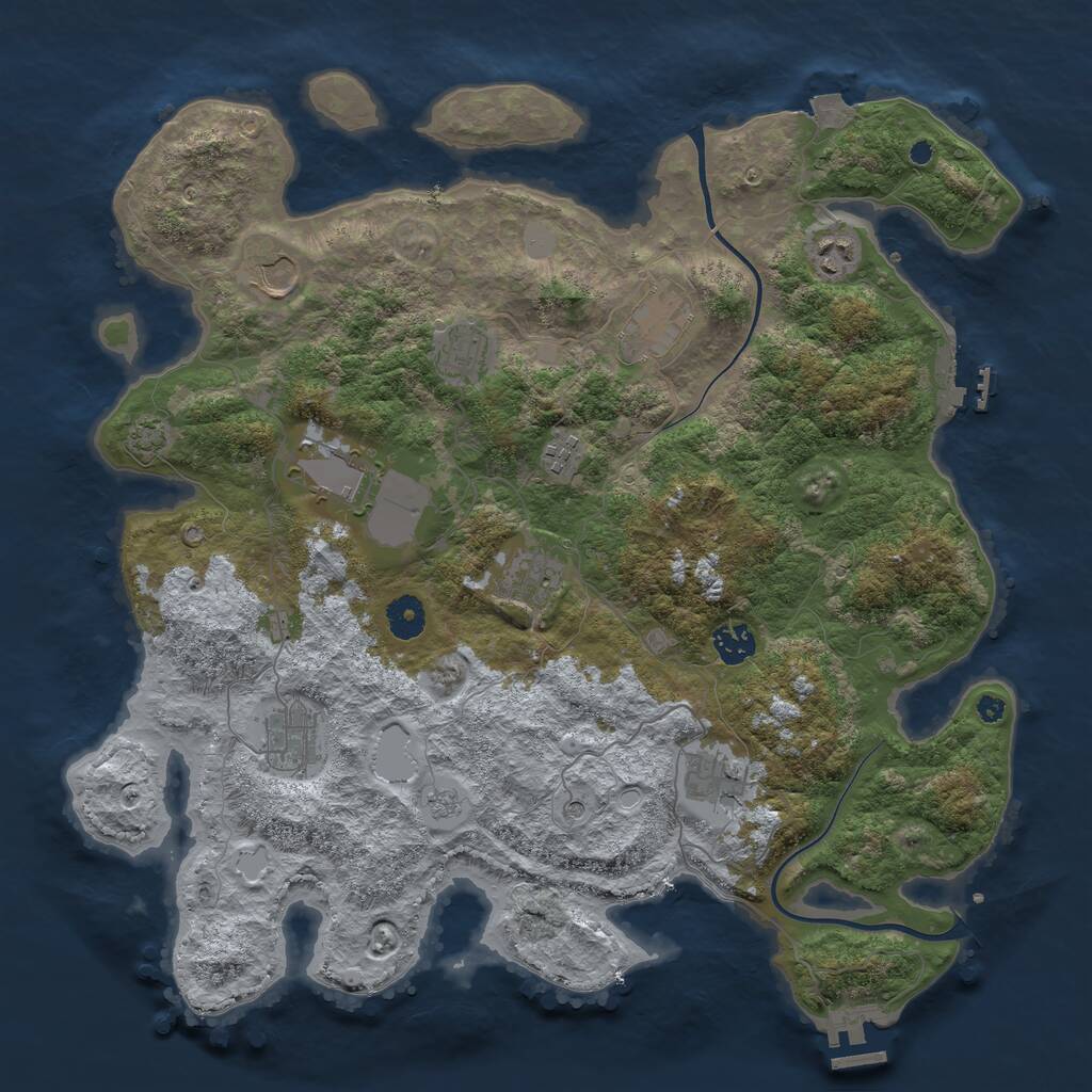 Rust Map: Procedural Map, Size: 3978, Seed: 7, 16 Monuments