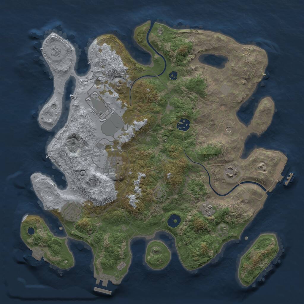 Rust Map: Procedural Map, Size: 3500, Seed: 709883625, 12 Monuments