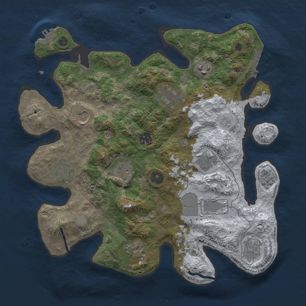 Rust Map: Procedural Map, Size: 3500, Seed: 832864460, 20 Monuments