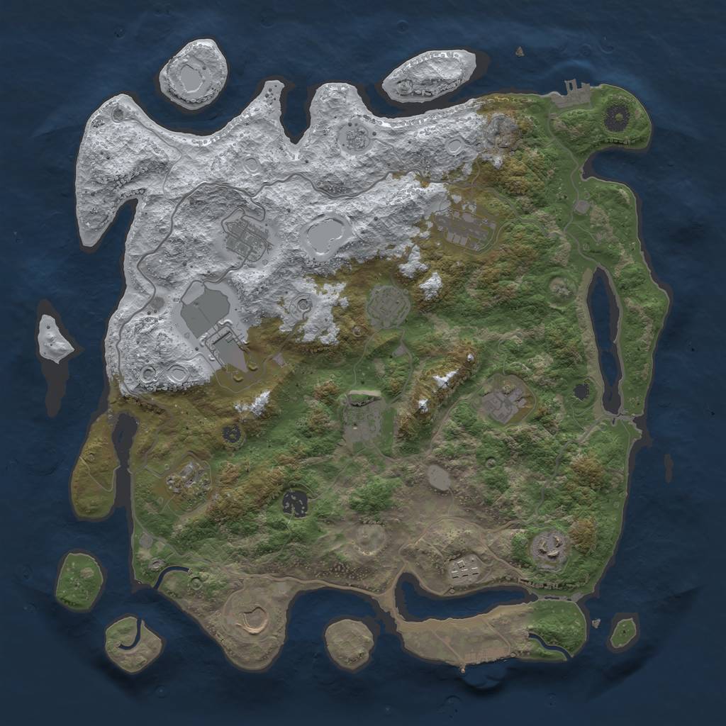 Rust Map: Procedural Map, Size: 4000, Seed: 1269418138, 20 Monuments