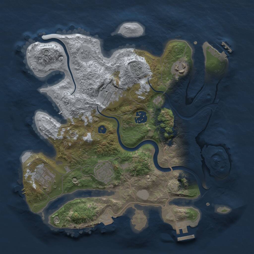 Rust Map: Procedural Map, Size: 3000, Seed: 761266533, 12 Monuments