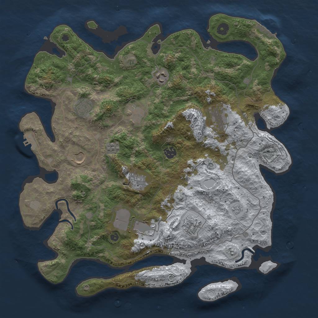 Rust Map: Procedural Map, Size: 4000, Seed: 1274961270, 19 Monuments