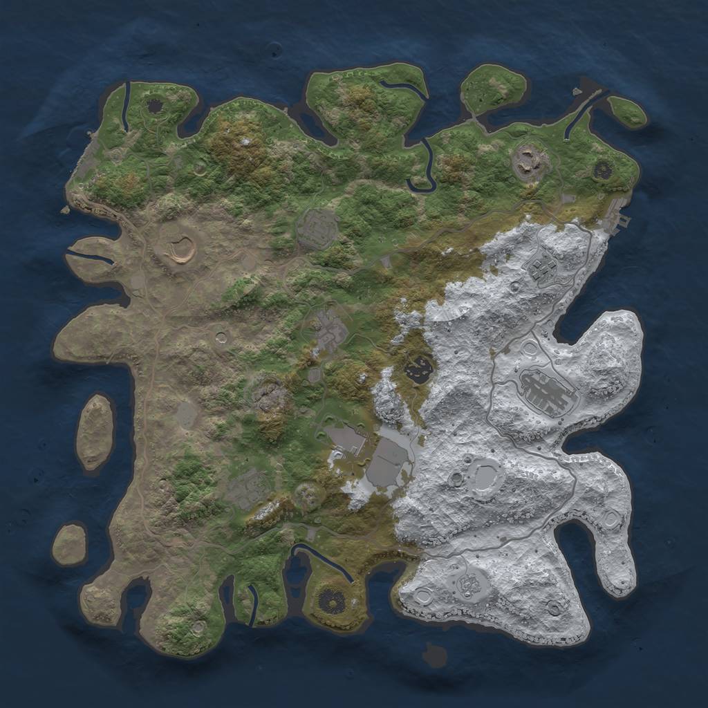 Rust Map: Procedural Map, Size: 4000, Seed: 313267, 18 Monuments